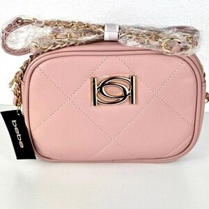 Blush Pink vegan leather crossbody bag with gold chain elevated basic chic